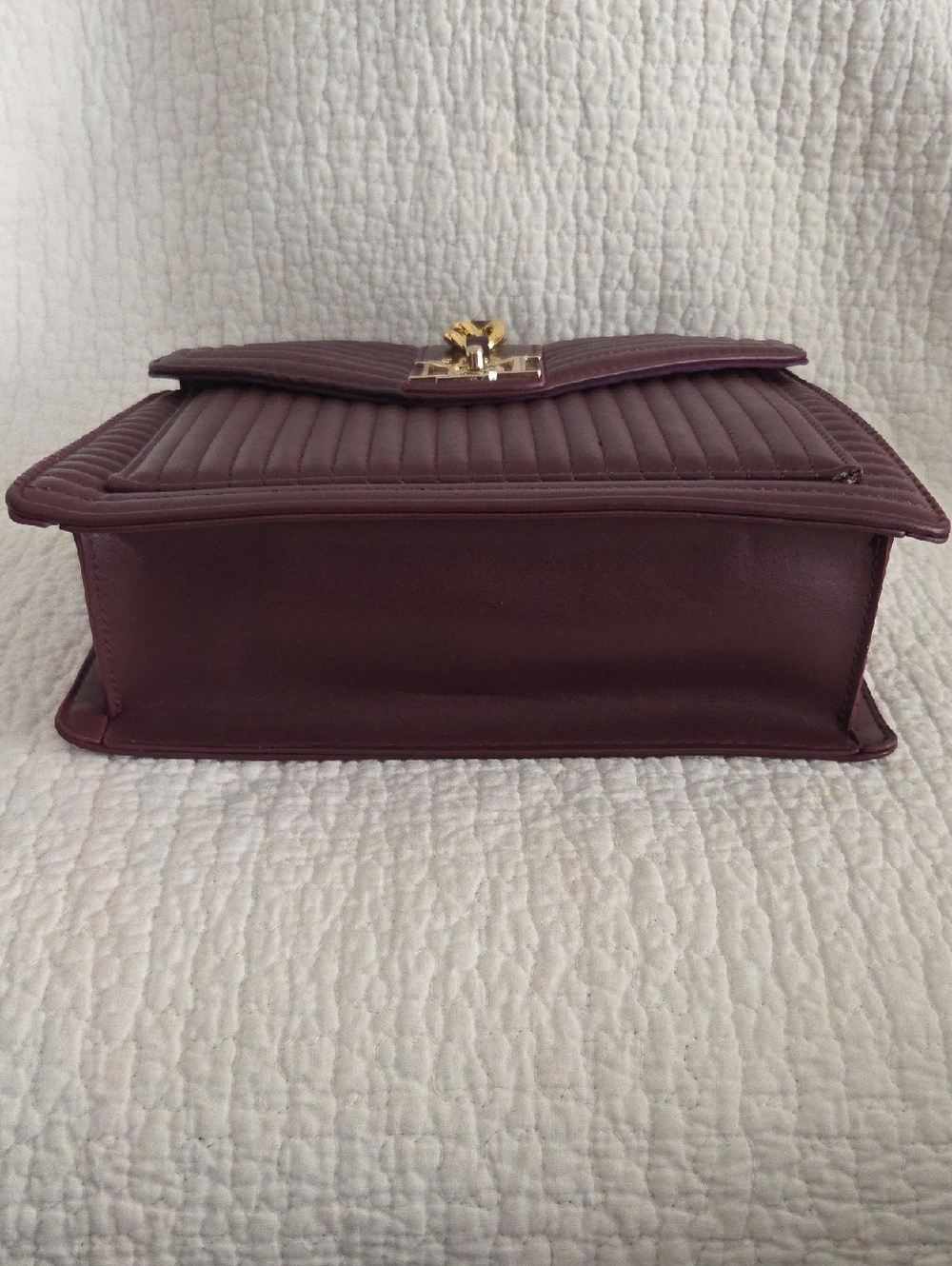 Badgley Mischka Quilted Top-Handle Satchel - Deep Burgundy - Picture 6 of 8